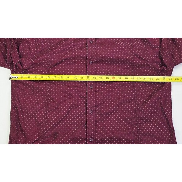 Prana Size XL Mens Burgundy Triangle Pattern Long Sleeve Neck Hem Logos Shirt - Picture 4 of 12